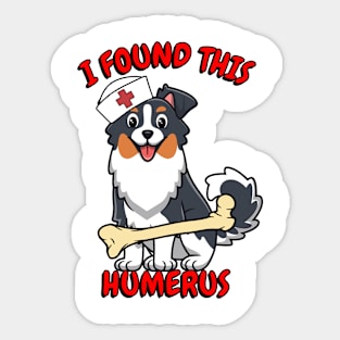 Funny collie dog is a nurse with a joke Sticker